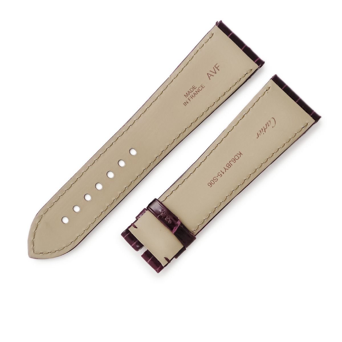 カルティエ Cartier 腕時計パーツ タンク ディヴァン用 シャイニー クロコバンド クロコダイル パープル 替え ベルト ストラップ 24ｍｍ 紫