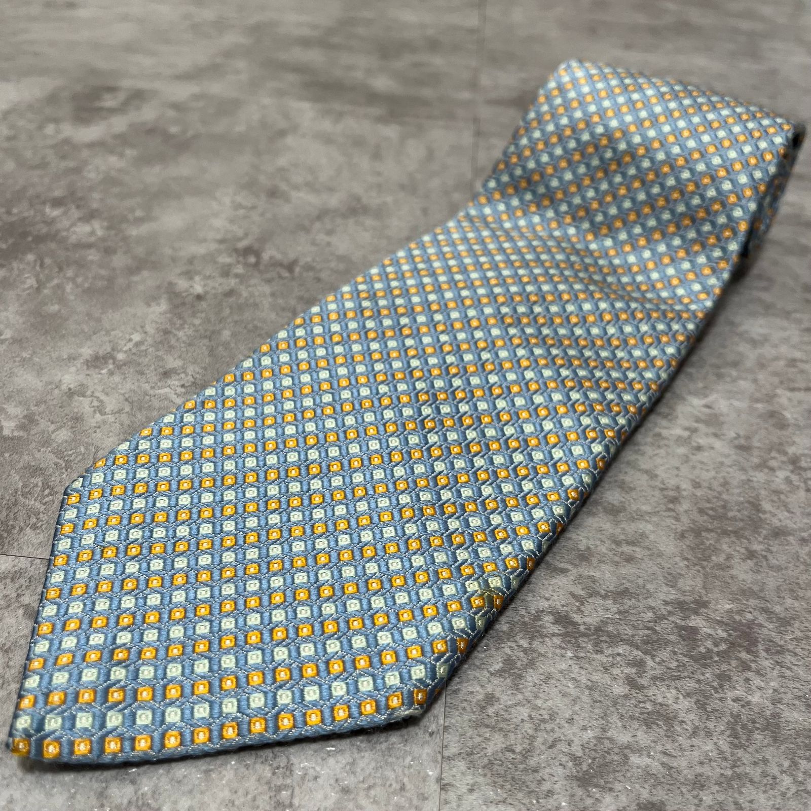 BVLGARI】ジャガードストライプネクタイ バイカラー ブルー オレンジ