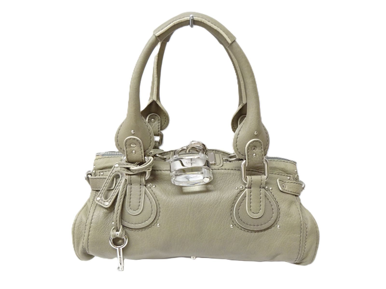 Chloe クロエ パディントン ハンドバッグ グレージュ クリア シルバー