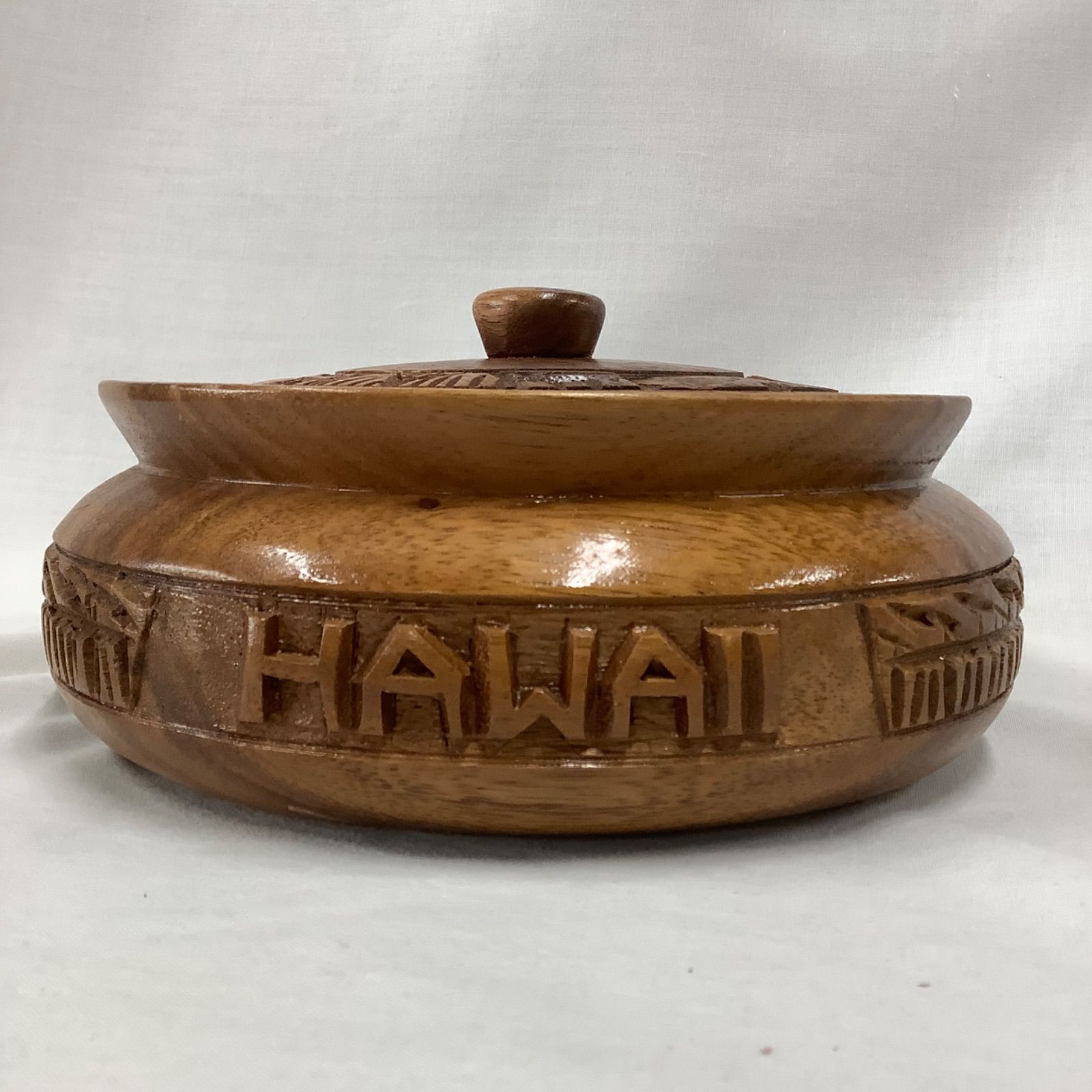 HAWAII 木製 蓋付お菓子入れ ハワイ土産 木彫り D337 - メルカリ