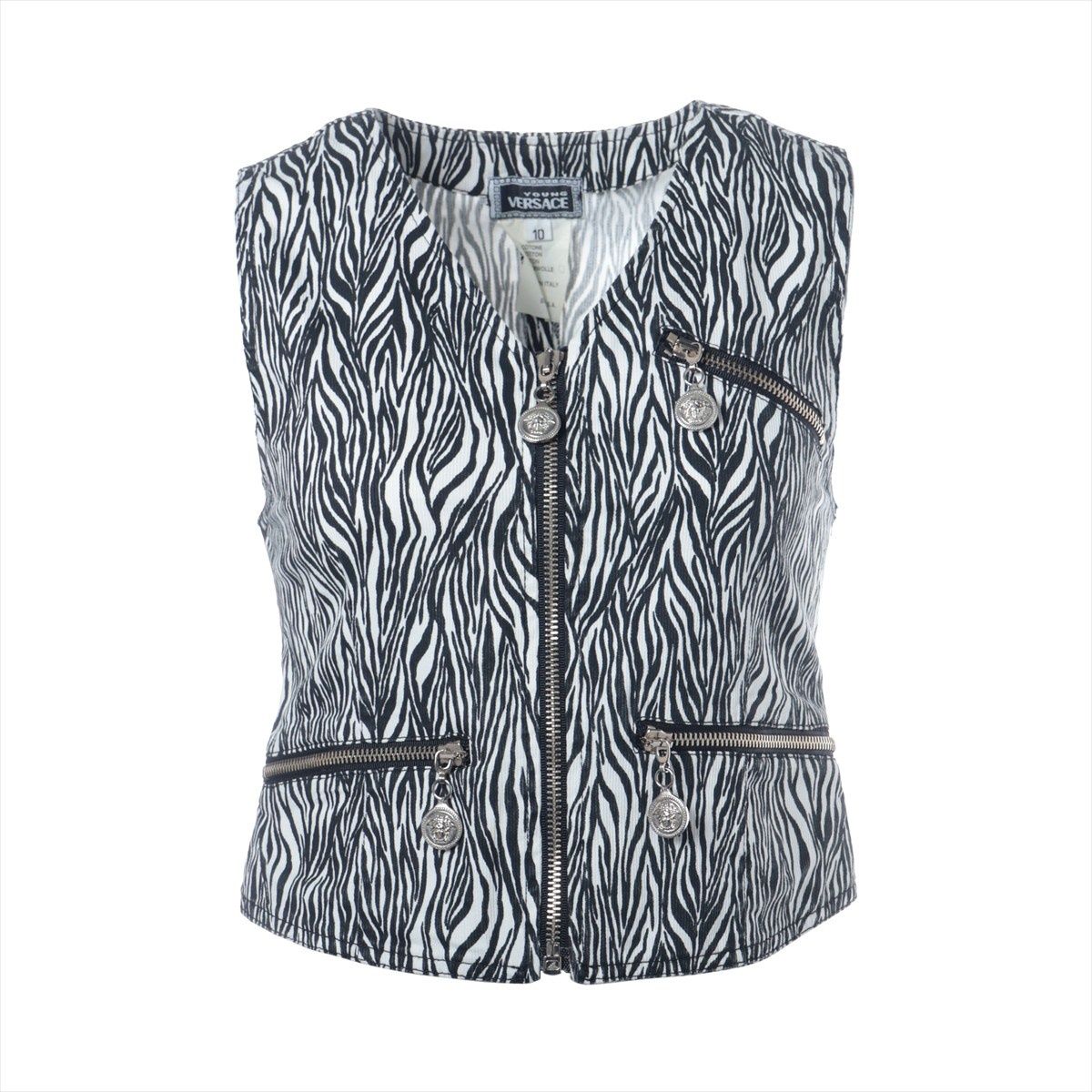 VERSACE ヴェルサーチ ベスト コットン ゼブラ柄 10 ノースリーブ