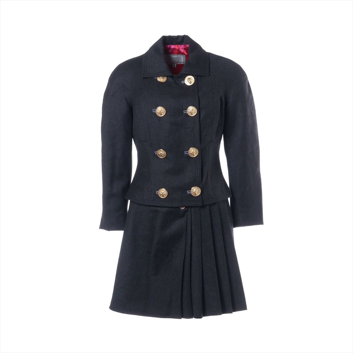 VERSACE ヴェルサーチ セットアップ ウール スカート ライオン ボタン 38