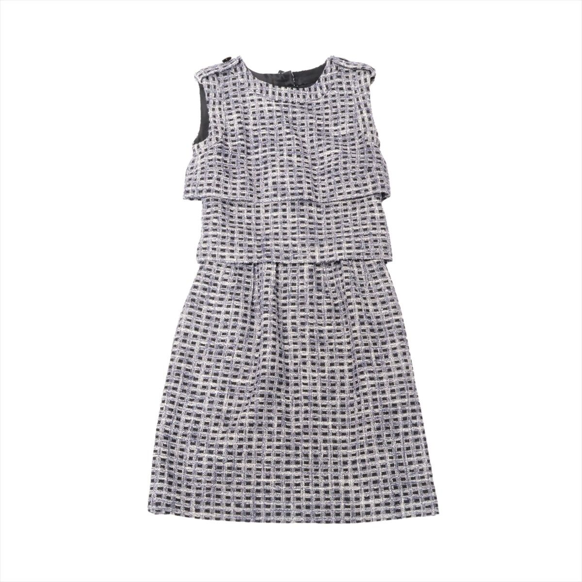 CHANEL シャネル ワンピース ツイード ノースリープ 34 ココマーク ボタン