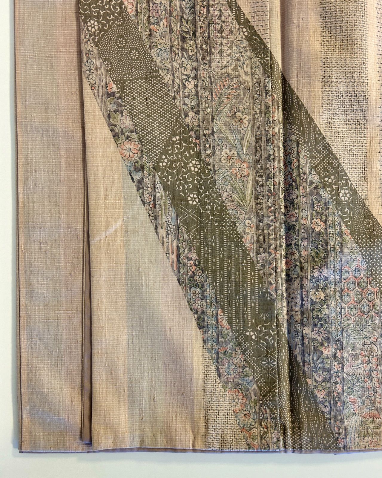 袷 紬付け下げ 裄長め 更紗 身丈167.5 L寸 KあA 131