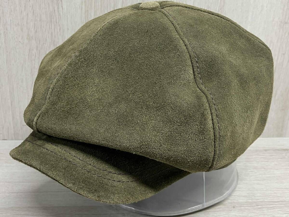 JOE McCOY S 8 HOUR UNION 本革 レザー キャスケット ジョーマッコイ 帽子 オリーブグリーン スナップボタン ユニオン メンズ