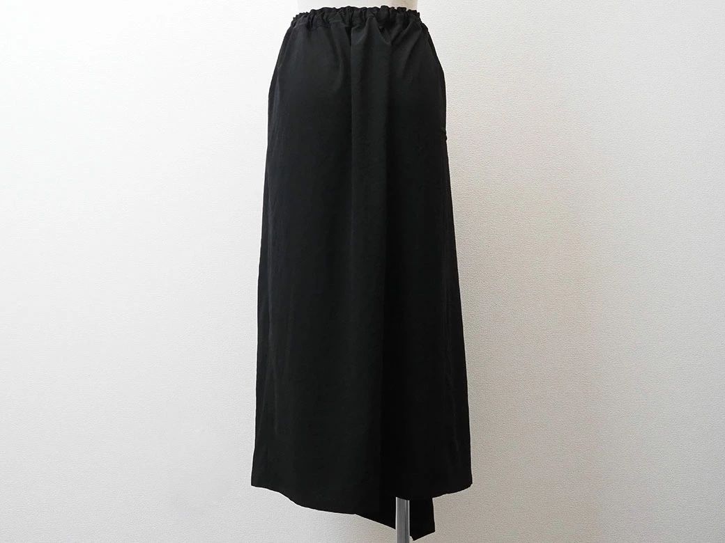 ワイズ クレープデシンライトフラップディテール スカート ロングスカート ブラック YJ-S 14-500-1-02 レディース サイズS CREPE de CHINE RIGHT FLAP DETAIL SKIRT フ 春夏 裏地なし Y s ♥品