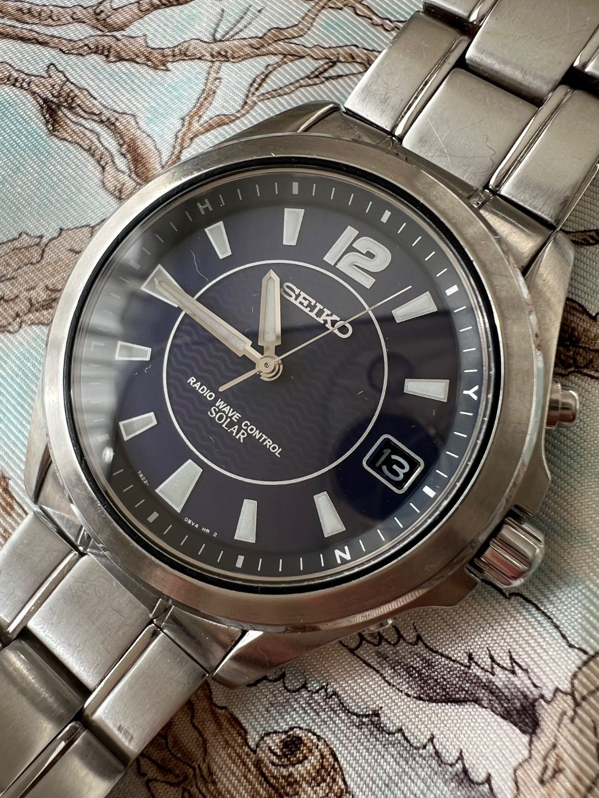 セイコー SEIKO 電波ソーラー時計 7 B 22-0 AZ 0 メンズ 稼働品