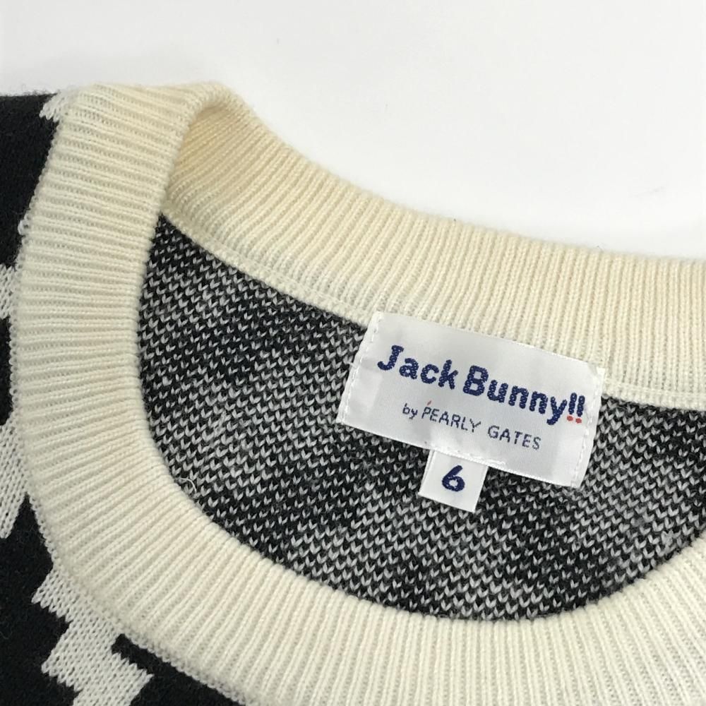 ジャックバニー セーター 白×黒 総柄 ニット ウール混 ネック・肩汚れ