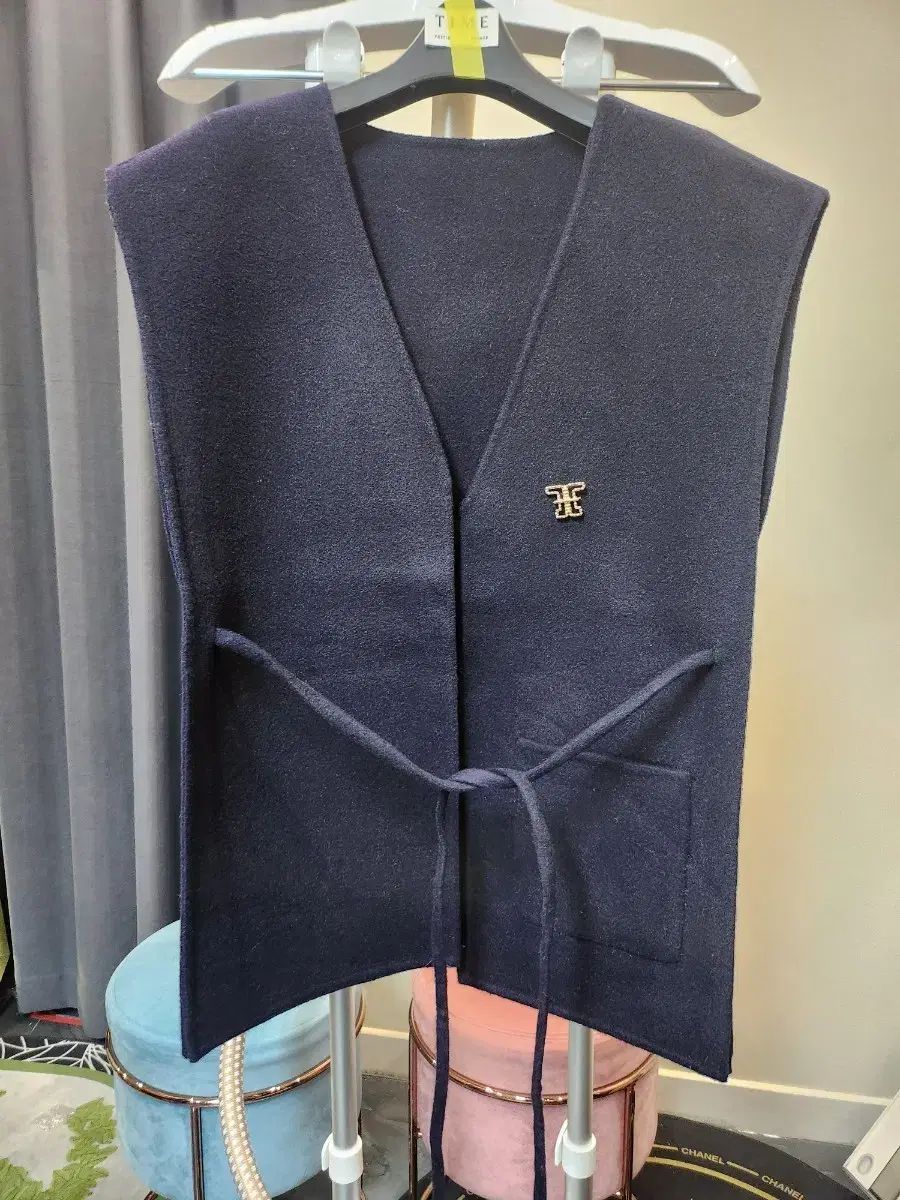 TIME カシミア100 ウエスト紐 ベスト