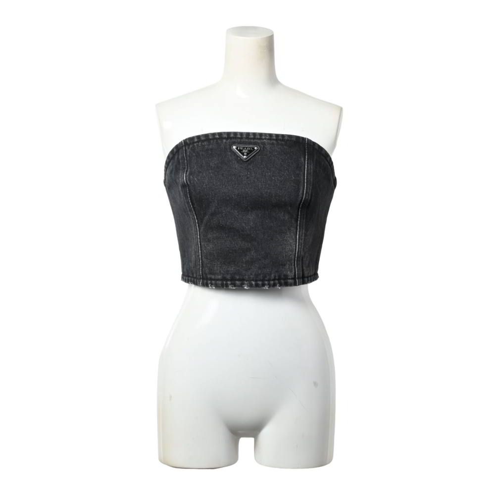 PRADA 22SS デニム プラダ ロゴ ビスチェ トップ - メルカリ