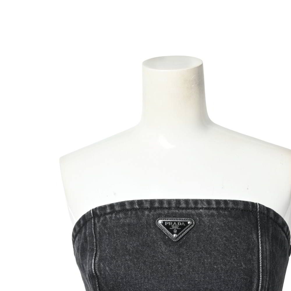 PRADA 22SS デニム プラダ ロゴ ビスチェ トップ - メルカリ