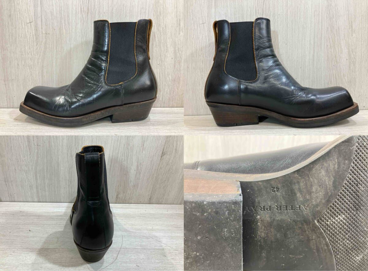 通年 AFTER PRAY アフター プレイ サイドゴアブーツ レザー ブラック 黒 牛 カウ サイズ表記42 ウエスタンチェルシーブーツ