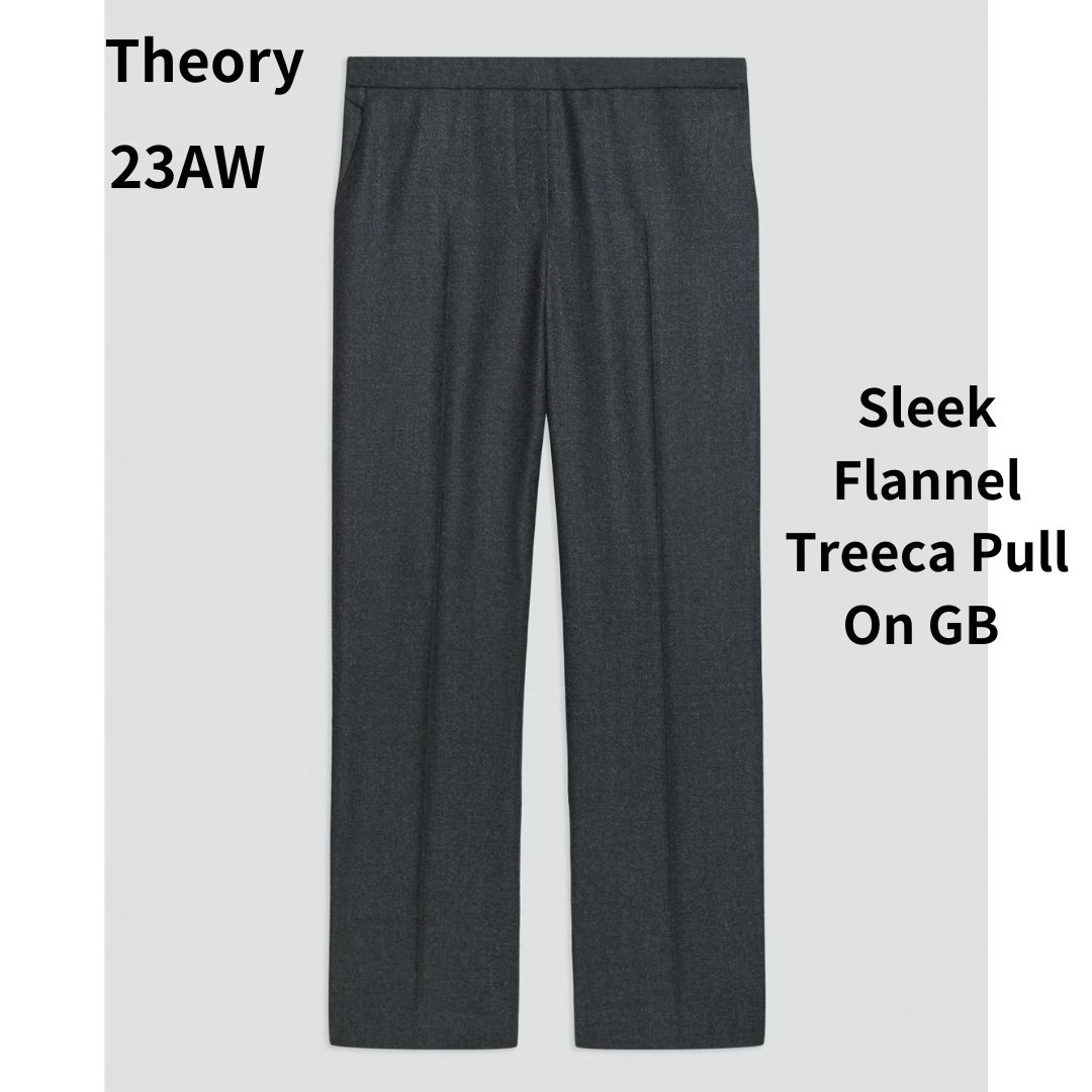 Theory セオリー Sleek Flannel Treeca Pull On GB ウールパンツ 6 L