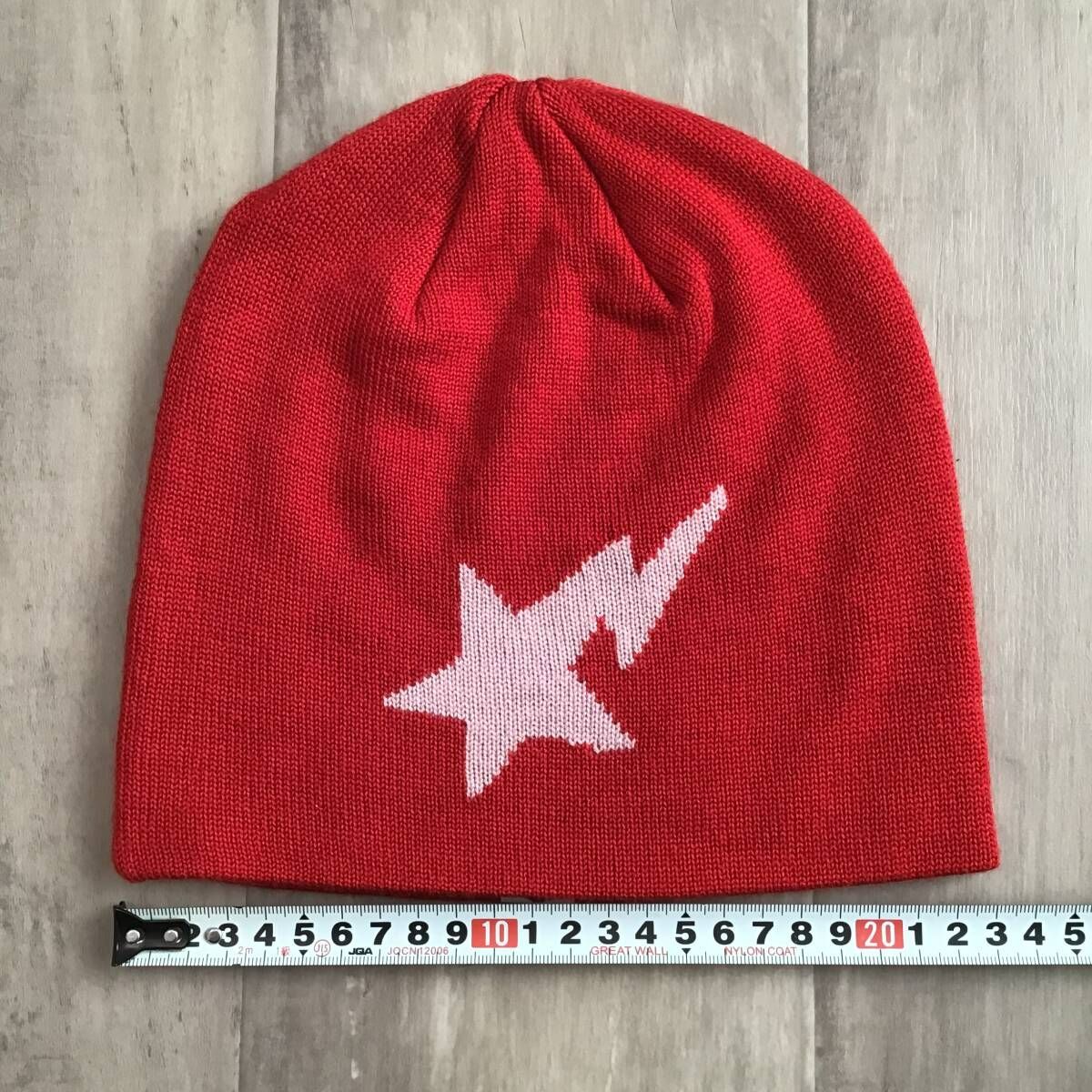 ☆初期☆ BAPESTA ニット帽 ビーニー Red a bathing ape star BAPE STA