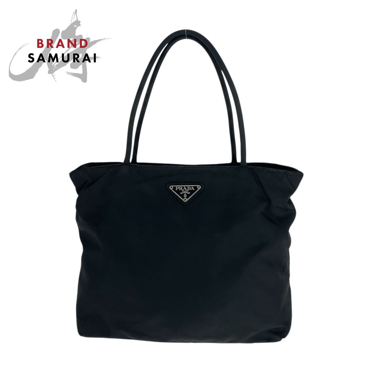 PRADA プラダ テスート 三角ロゴプレート ブラック 黒 シルバー金具