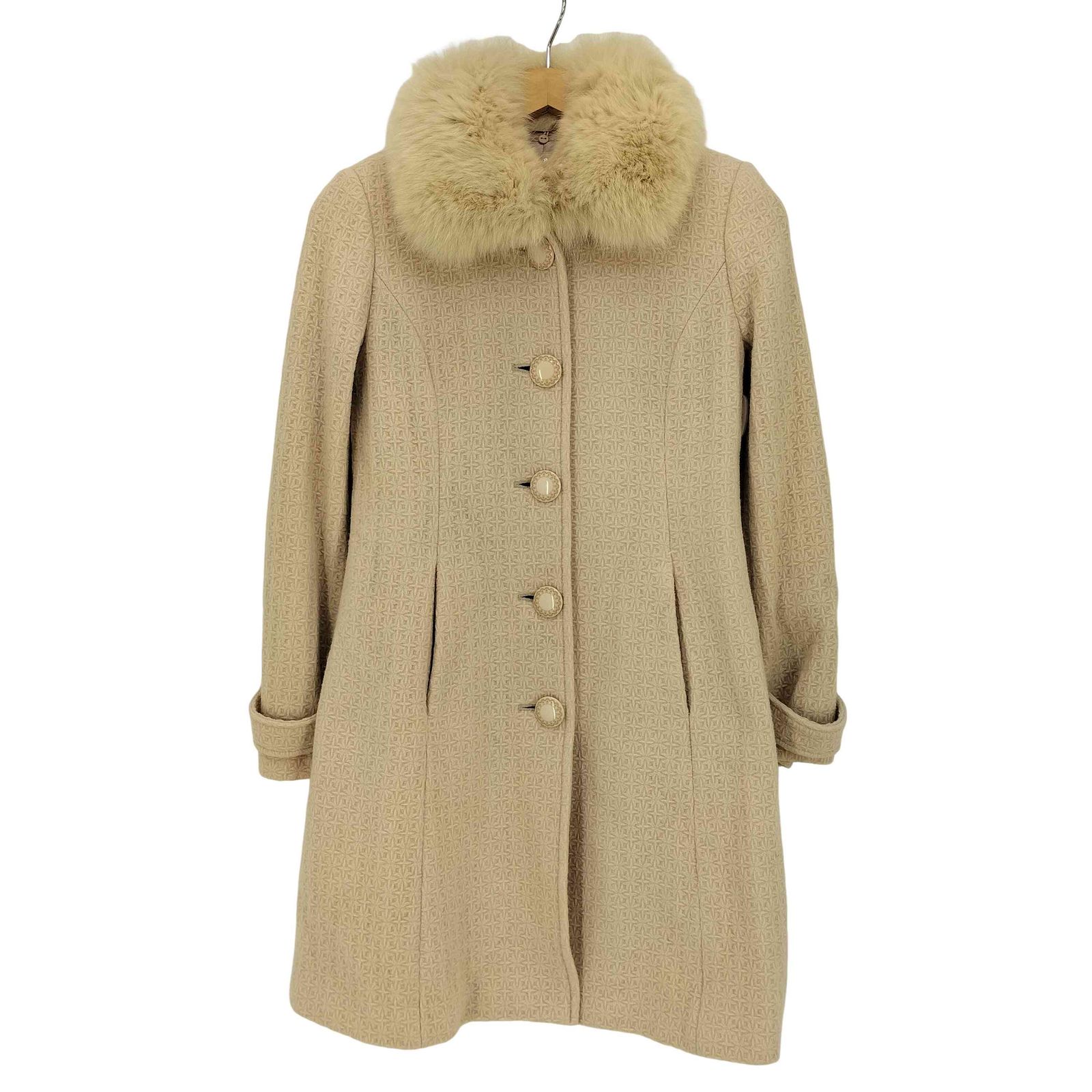 レッセパッセ LAISSE PASSE バックリボン フォックスファー付 ウール