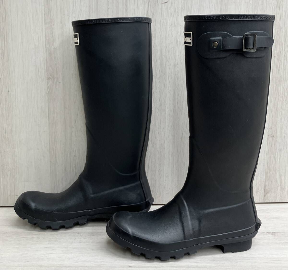 BARBOUR バブアー Bede サイドストラップ レインブーツ ロングブーツ ゴム 黒 ブラック レディース 6インチ 約24.5-25 cm