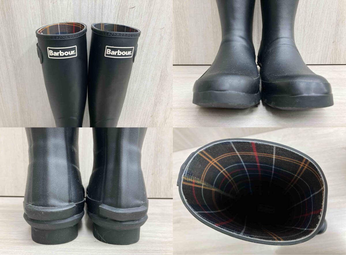  BARBOUR バブアー Bede サイドストラップ レインブーツ ロングブーツ ゴム 黒 ブラック レディース 6インチ 約24.5-25 cm その他 小物