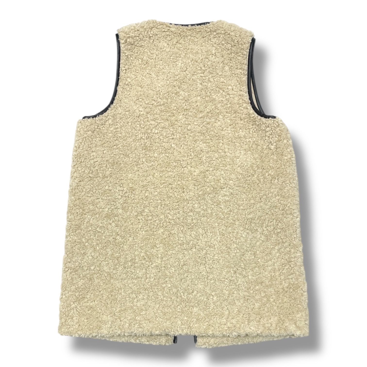 three dots スリードッツ プードルボア ロングベスト ノーカラーベスト