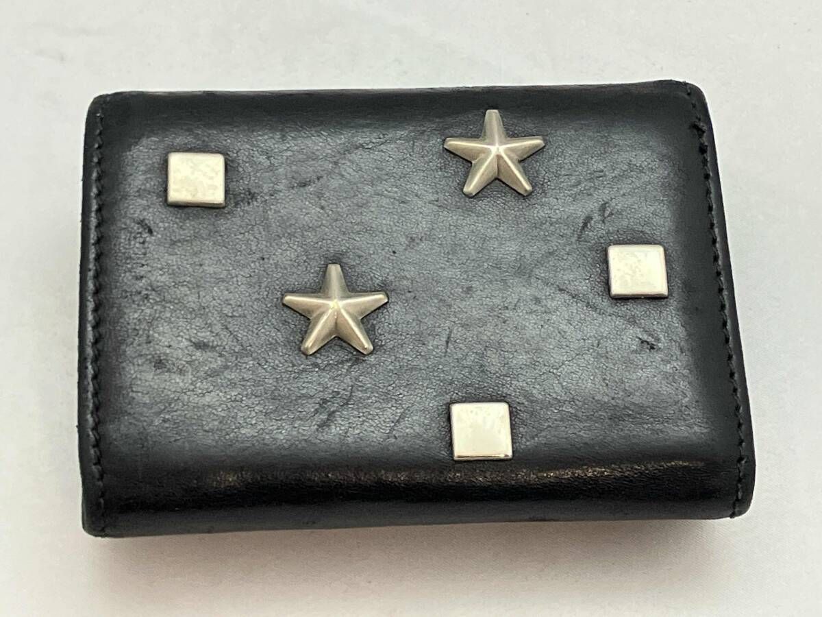 JIMMY CHOO ジミーチュー OTSU スタッズ 三つ折り財布 レザ 二つ折り財布 ブラック