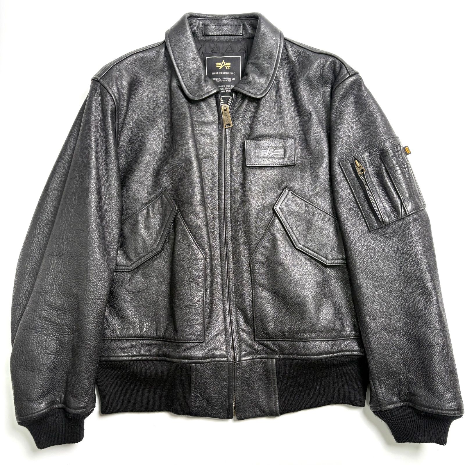 牛革】ALPHA レザージャケット 黒 M フライトジャケット CWU-45P