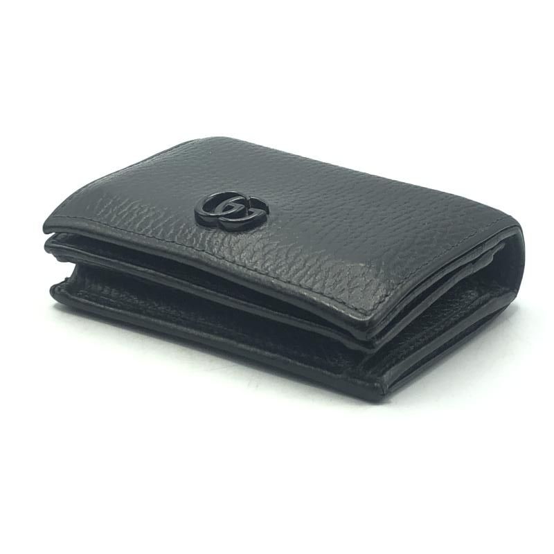美品/付属品 GUCCI 二つ折り財布　456126 マーモント　オールブラック GUCCI グッチ ミニ財布 折財布 456126 PETITE MARMONT/プチマーモント