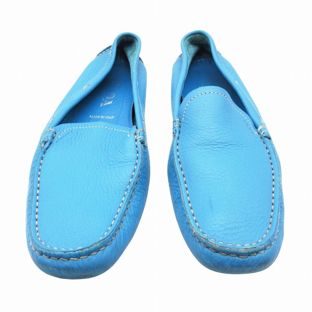 『最終価額』PRADA 青 レザー ローファー PRADA プラダ モカシン レザー ローファー ドライビングシューズ