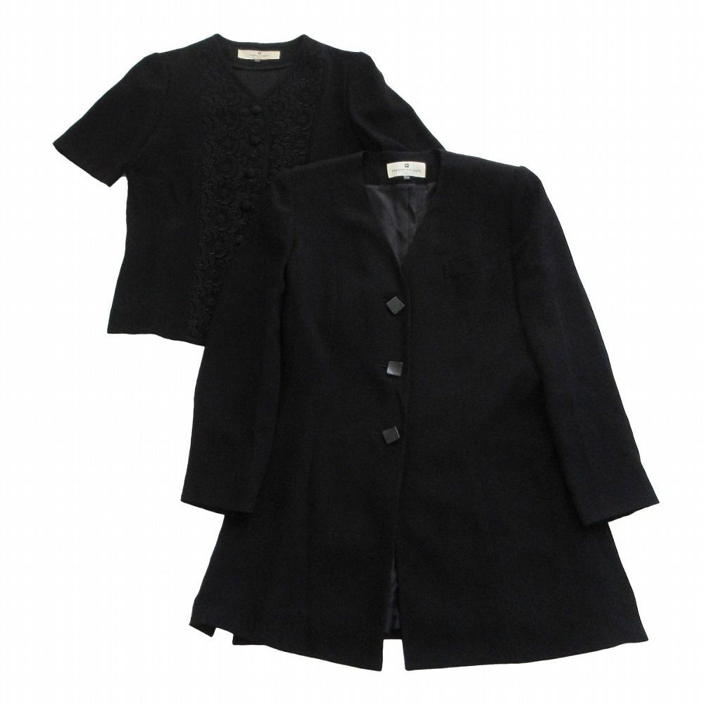 PIERRE BALMAN ピエールバルマン ブラックフォーマル 2ピース スーツ ジャケット ブラック喪服 M レディース