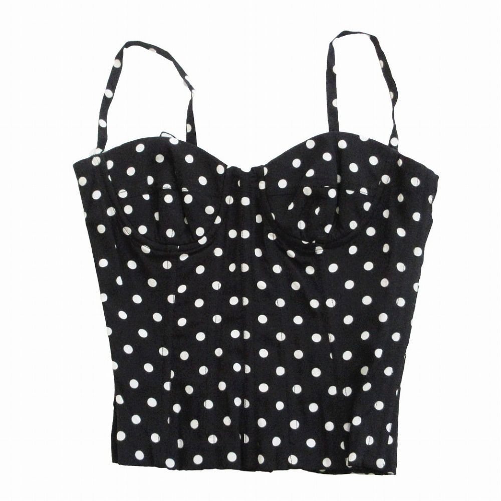 DOLCE GABBANA ドルチェアンドガッバーナ F 7751 T FSAER ドット柄 キャミソール コルセットトップス ブラック サイズM