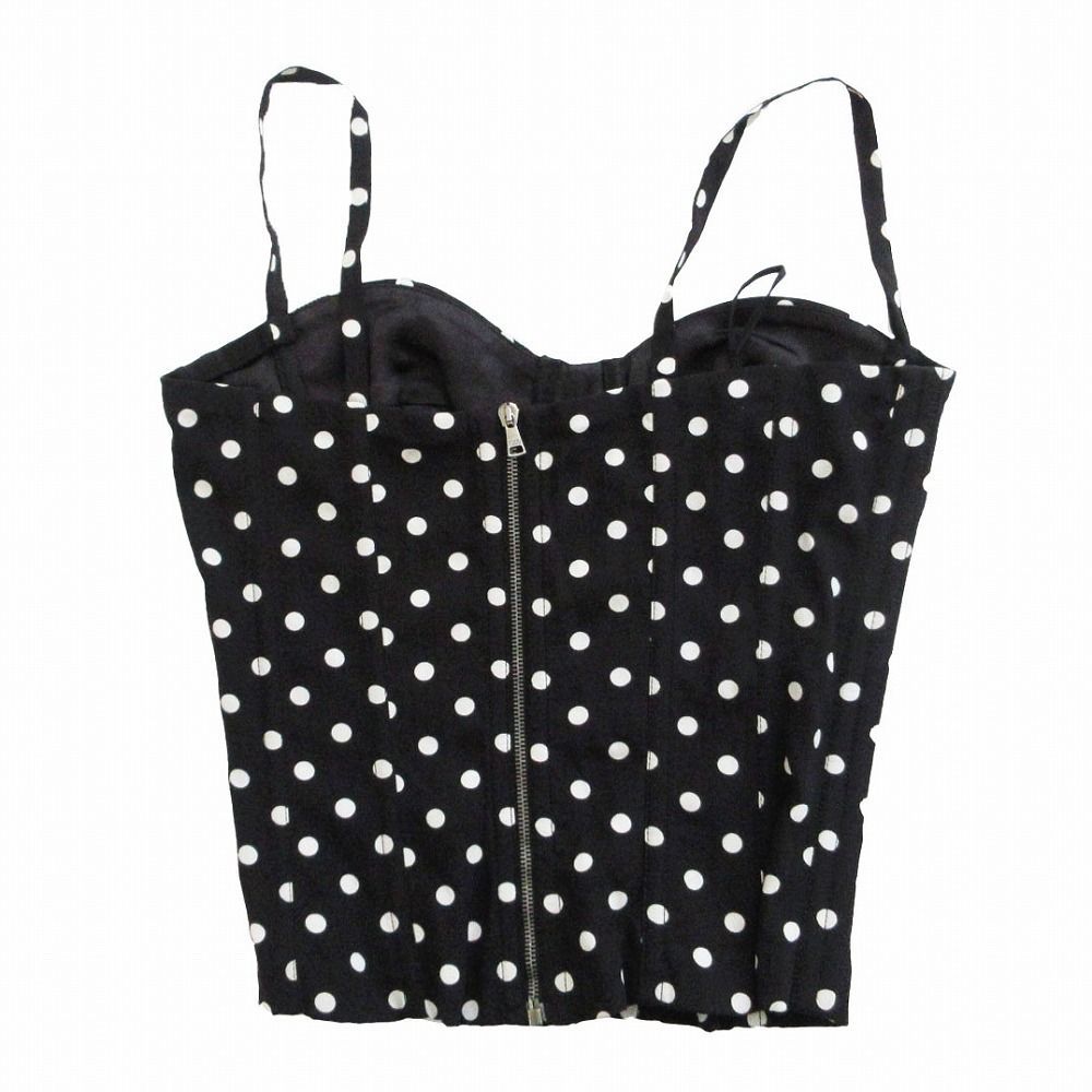 DOLCE-GABBANA ドルチェアンドガッバーナ F 7751 T FSAER ドット柄 キャミソール コルセットトップス ブラック サイズM