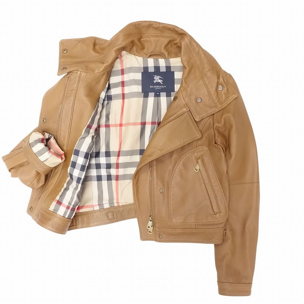 BURBERRY LONDON バーバリー ラムレザー ジャケット ライダース 裏地