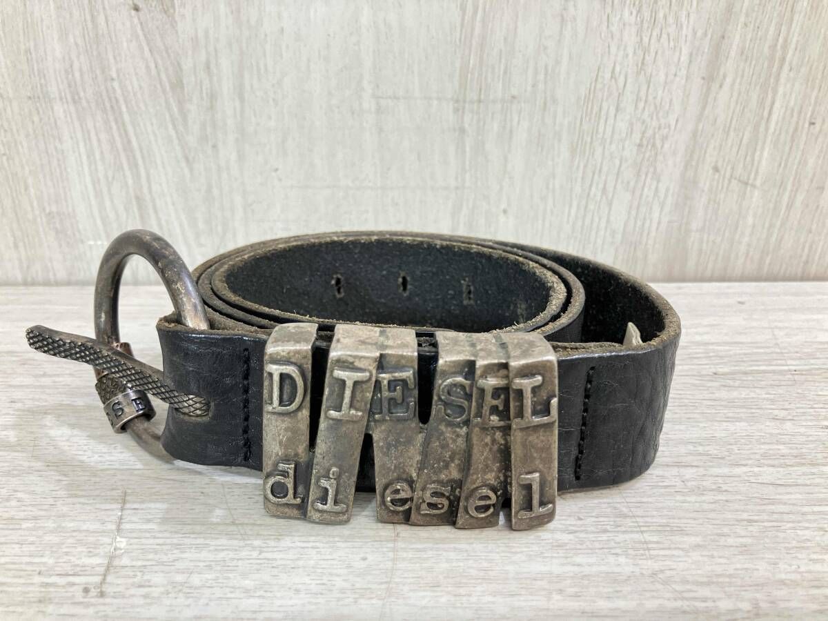 通年 DIESEL ディーゼル ベルトメタルロゴバックル レザー イタリア製