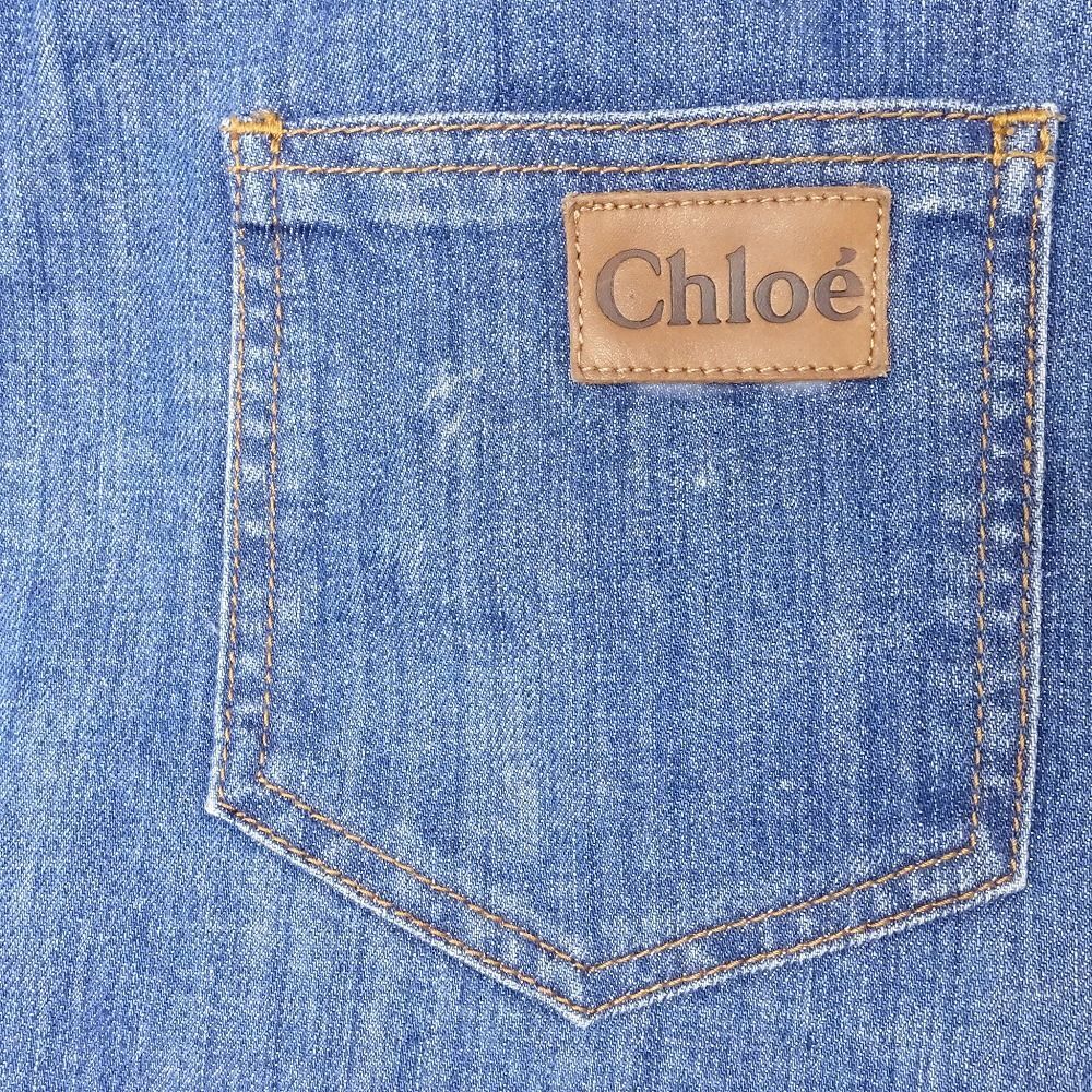 クロエ レディース ジョガーパンツ 36 Ｓサイズ フランス製 Chloe クロエ デニム パンツ ローライズ ジョガーパンツ ロゴ パッチ