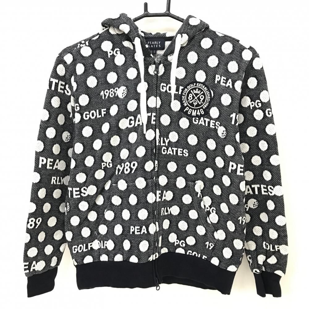 パーリーゲイツ ジップパーカー ネイビー×白 ドット 裏起毛 ロゴ レディース 0 S ゴルフウェア 2025年モデル PEARLY GATES