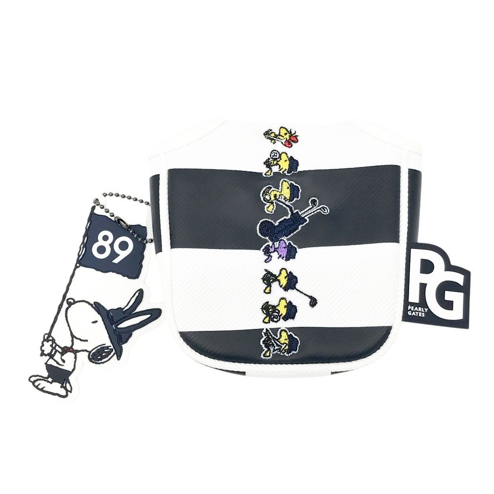 PEARLY GATES パーリーゲイツ 2024年モデル ×PEANUTS パターカバー マレット型 スヌーピー ボーダー柄 ホワイト系 PT [240101566848] ゴルフウェア ストスト