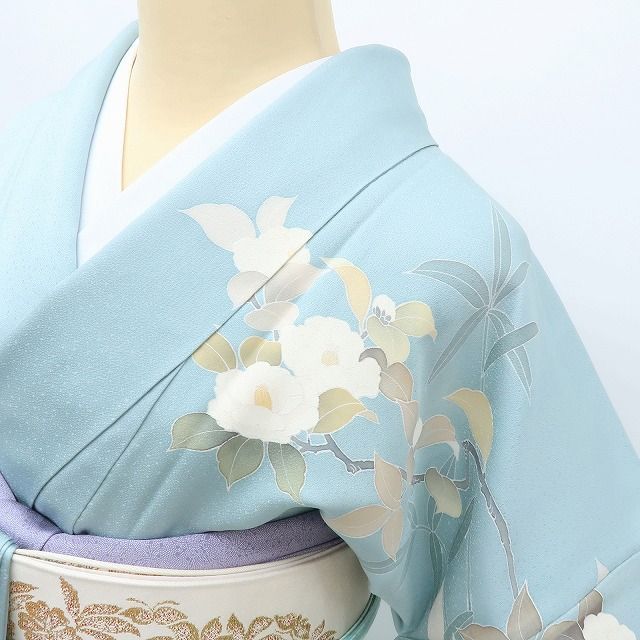 百華❀Y4067◇美品 正絹 作家物落款 手縫い仕立て トールサイズ 椿