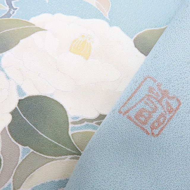 百華❀Y4067◇美品 正絹 作家物落款 手縫い仕立て トールサイズ 椿
