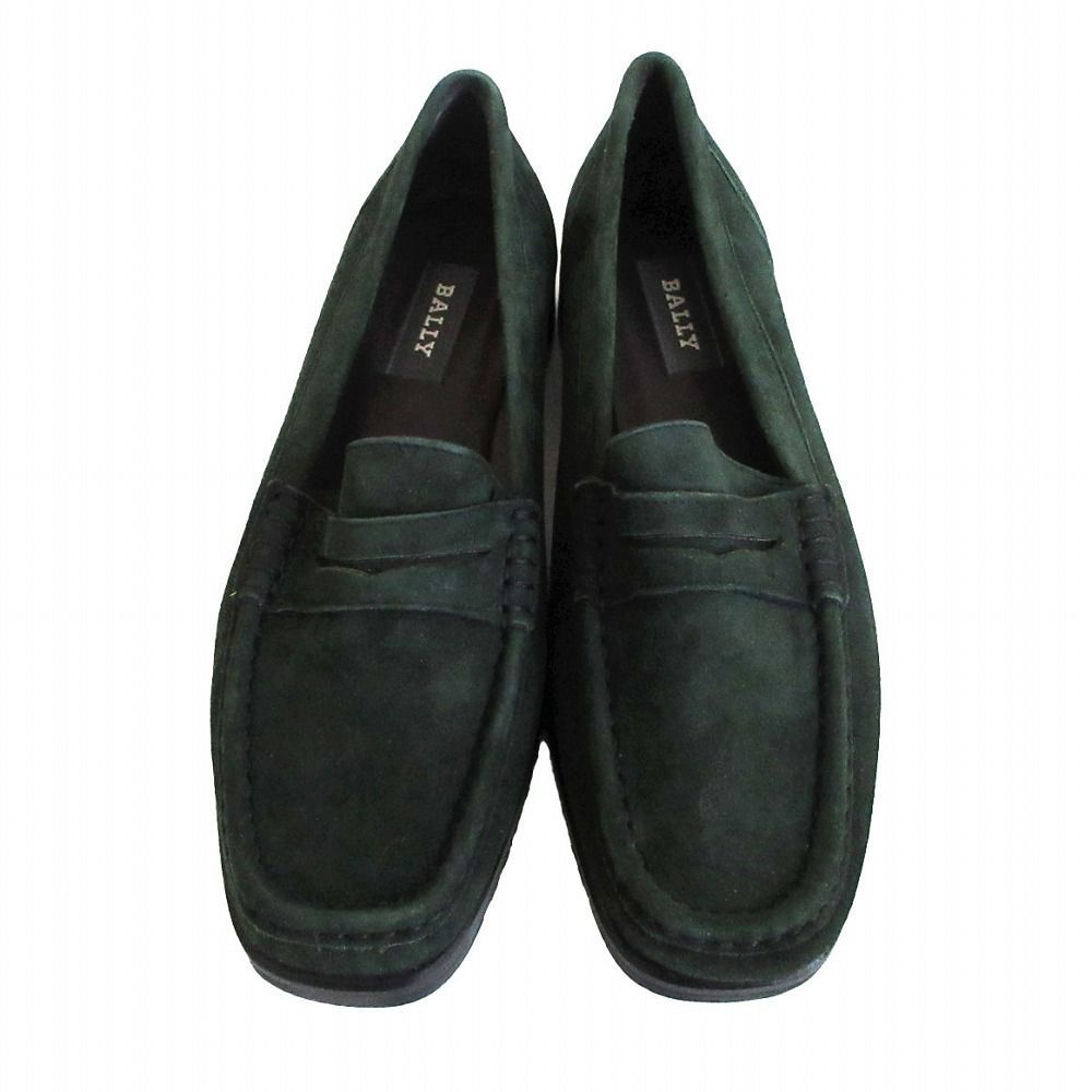 BALLY バリー スエード コインローファー シューズ ダークグリーン