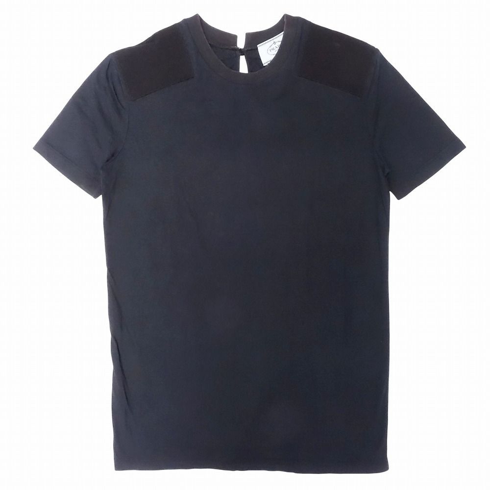PRADA プラダ ショルダーパッチ Tシャツ 半袖 トップス ブラック 35826