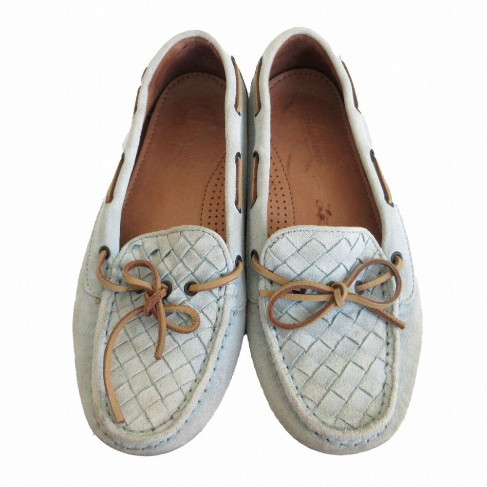 BOTTEGA VENETA ボッテガヴェネタ イントレチャート スエード デッキシューズ ライトブルー サイズ22 5 cm レディース