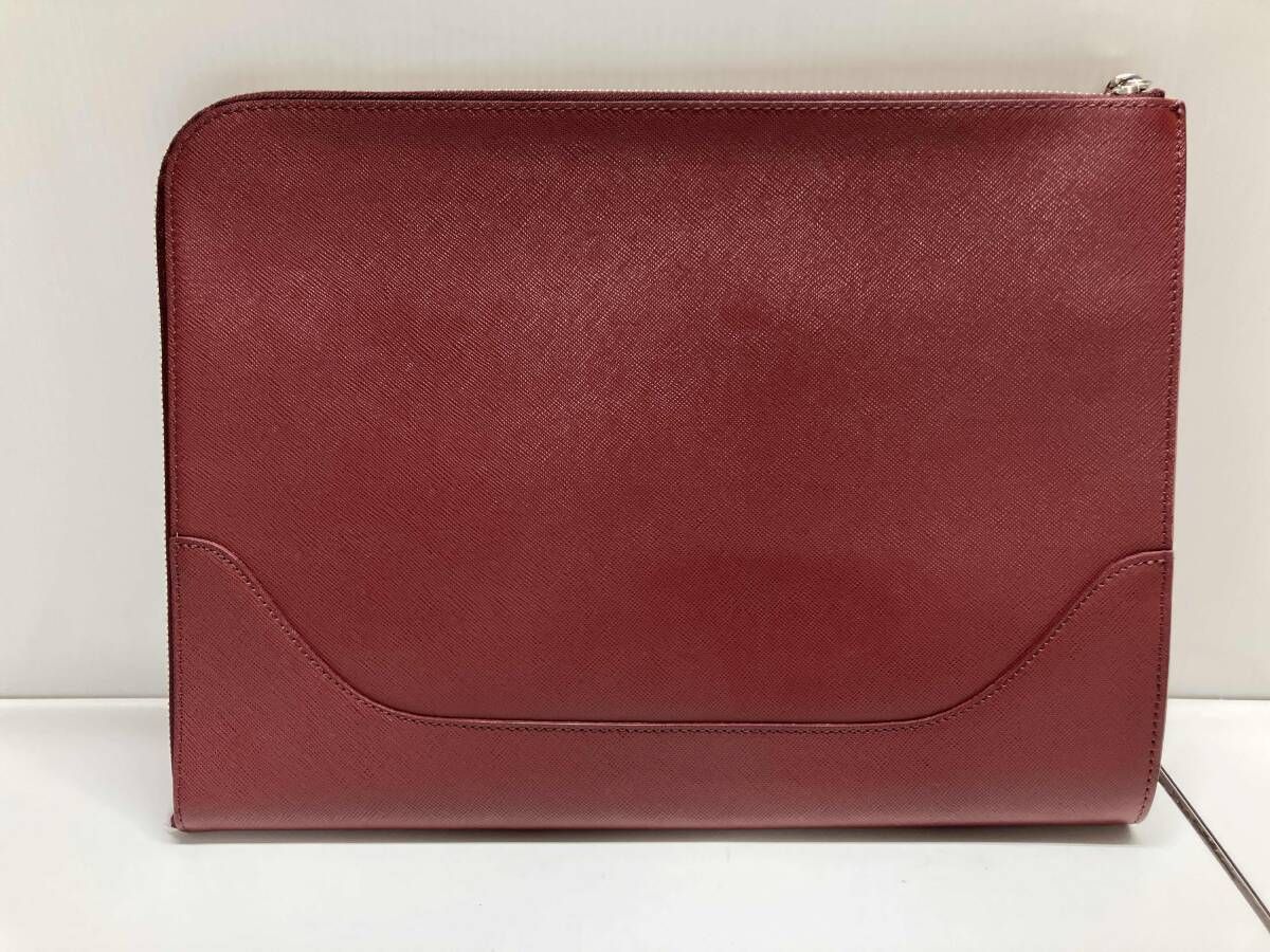 PELLE MORBIDA ペッレモルビダ セカンドバッグ 持ち手あり ボルドー 赤茶 大きめ 約