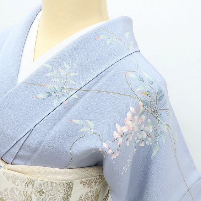 百華❀Y4068◇美品 正絹 手描き友禅 作家物落款 克 手縫い仕立て 若松