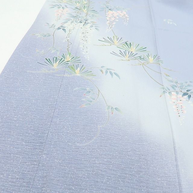 百華❀Y4068◇美品 正絹 手描き友禅 作家物落款 克 手縫い仕立て 若松