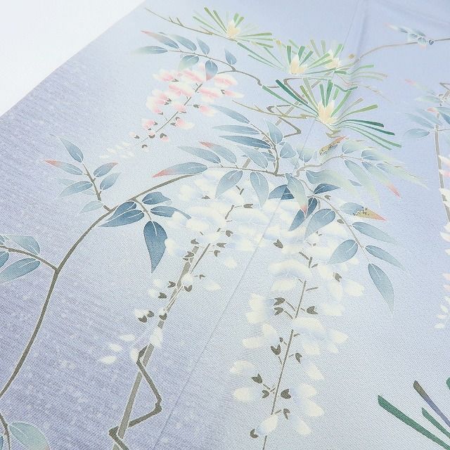 百華❀Y4068◇美品 正絹 手描き友禅 作家物落款 克 手縫い仕立て 若松