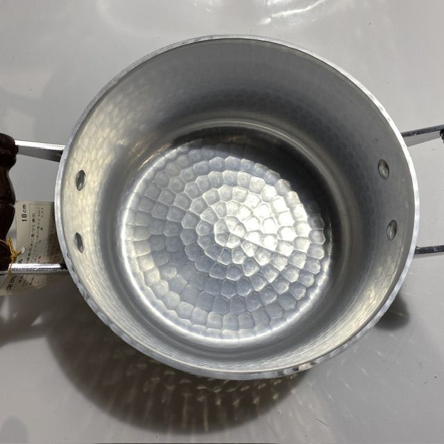 未使用　エスエス　島本製作所　アルミ製　打出鍋　両手鍋 かがやき　最高級手打鍋 エスエス 島本製作所 打出鍋 両手鍋 かがやき 18cm アルミ製 [管理No