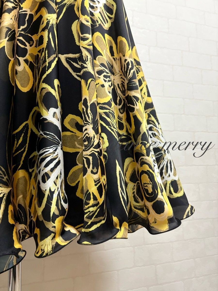 MERRY】新品 パソドブレ パソ ワルツ 社交ダンス スカート 黒 黄色