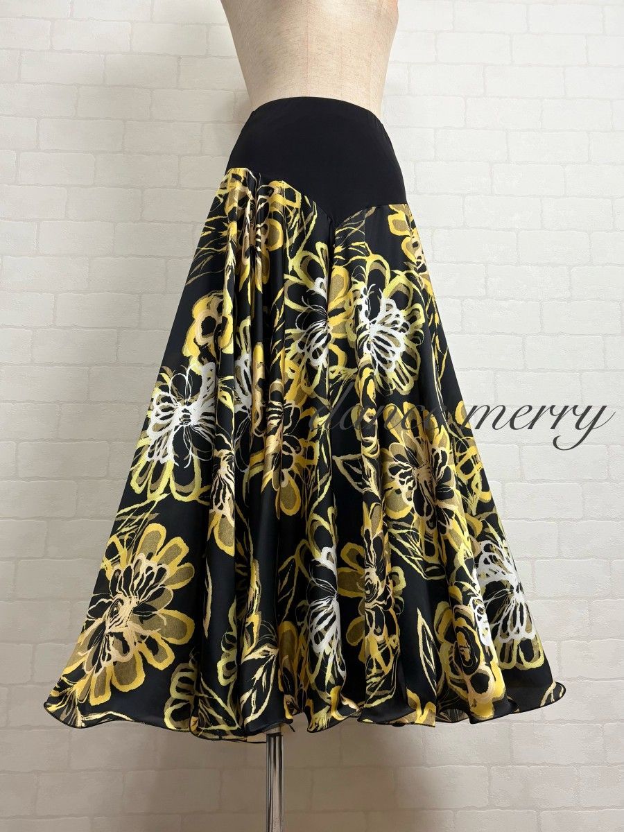 MERRY】新品 パソドブレ パソ ワルツ 社交ダンス スカート 黒 黄色