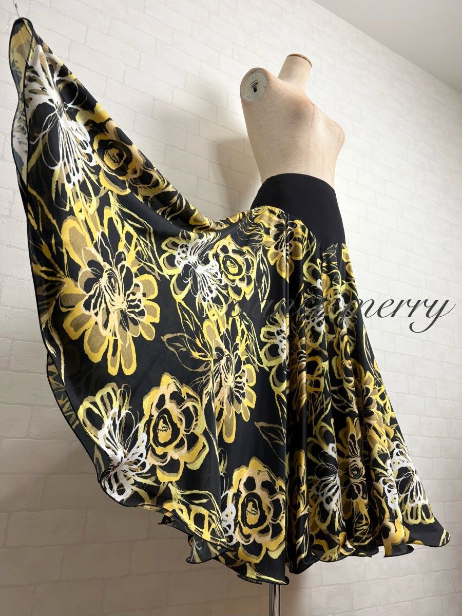 MERRY】新品 パソドブレ パソ ワルツ 社交ダンス スカート 黒 黄色