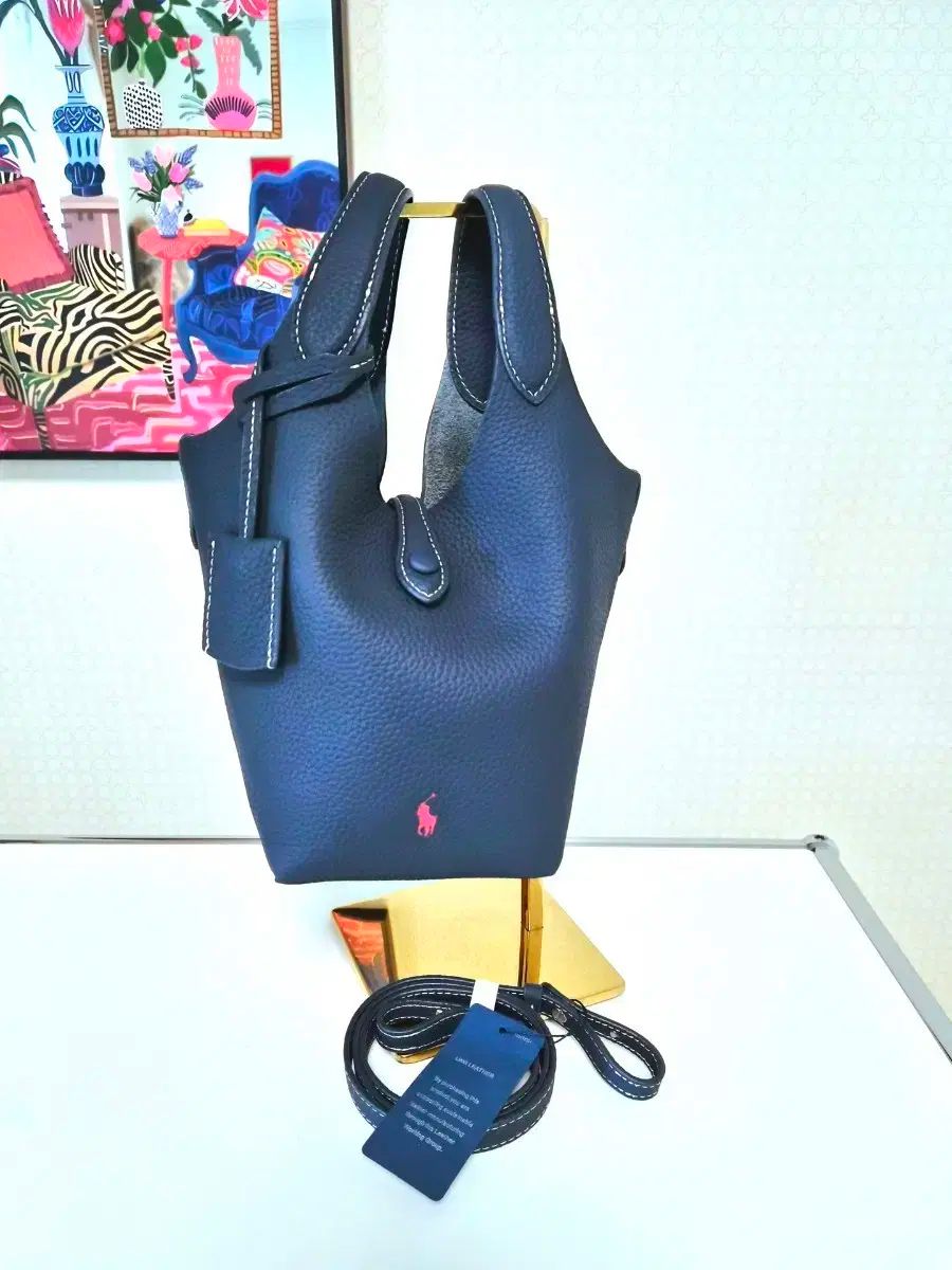 ラルフローレン バケットバッグ ネイビー ストラップ