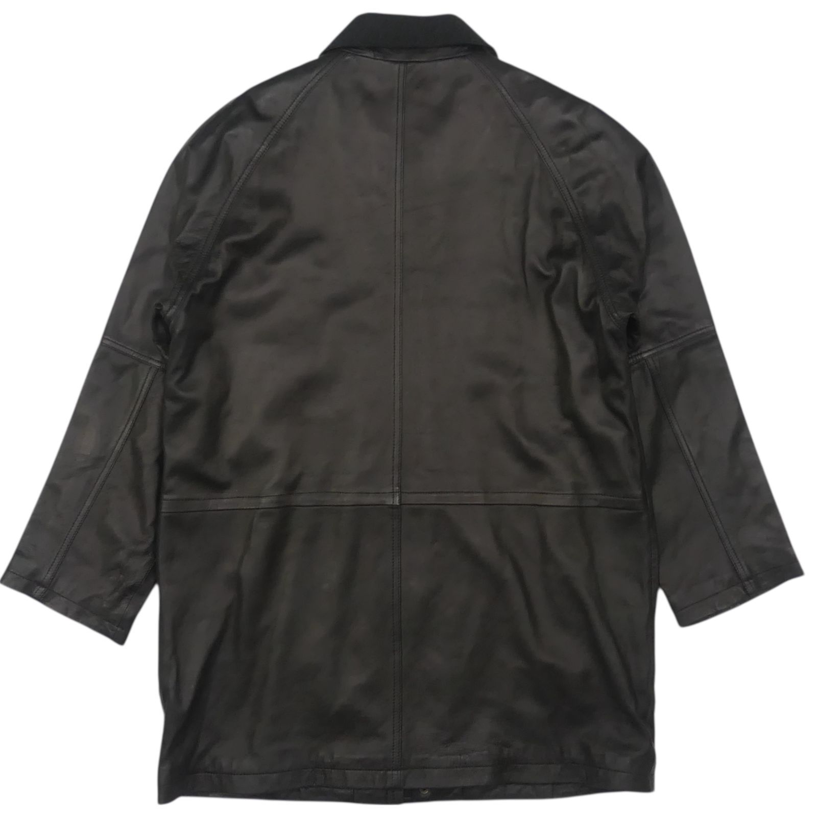 BOGART ハンフリーボガードステン コート L レザー 本革 黒 ブラック 羊革 メンズ ロングコート ウール レザーコート_サイズL一覧 SEULB屋着古 TY 4151